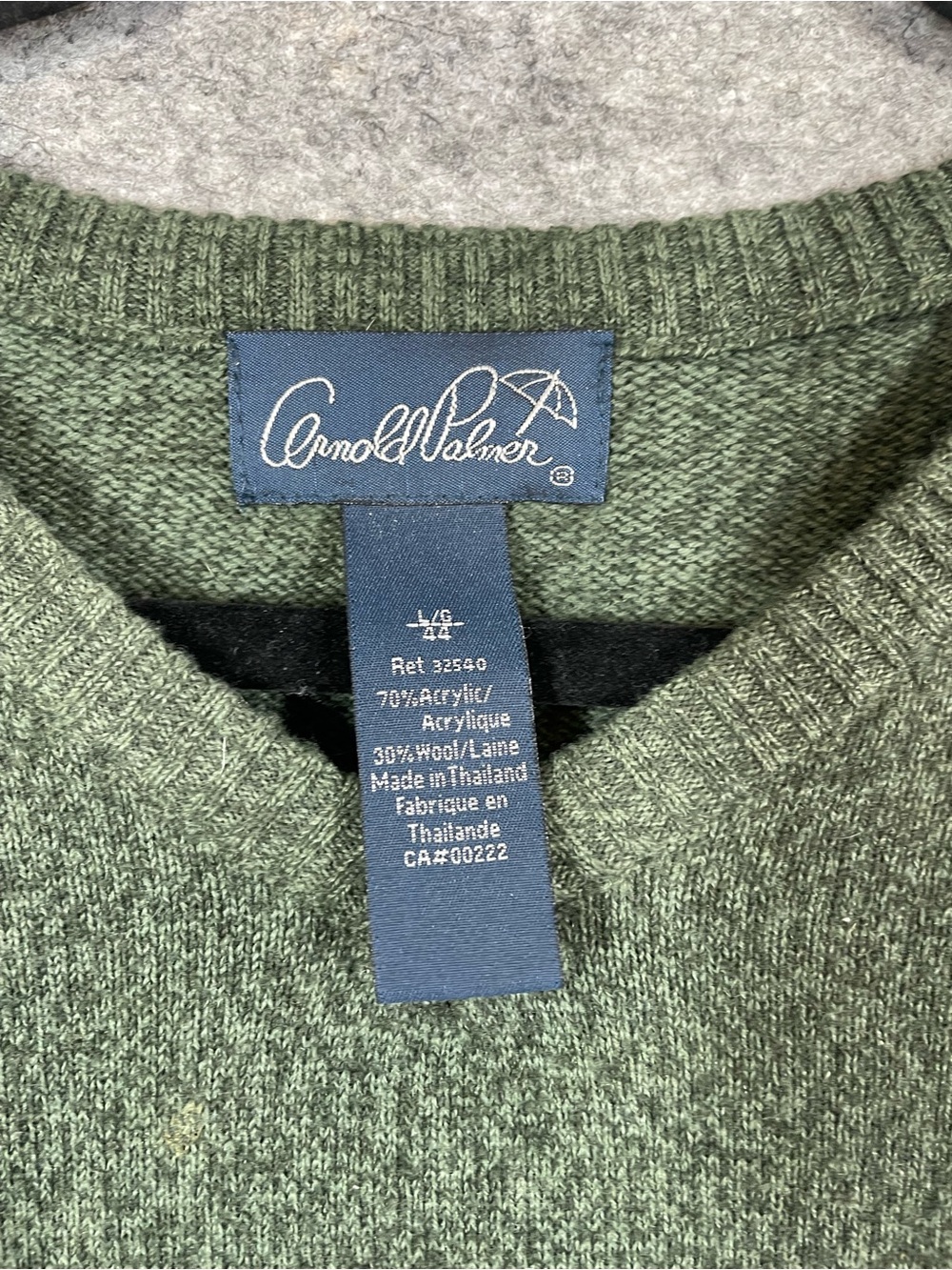 Vintage Arnold Palmer Wool Blend Golf Sweater Green Large V Neck Grandpa Core - Picture 3 of 14